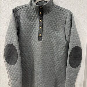Gray Quilted Pullover with Elbow Patches